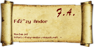 Füzy Andor névjegykártya