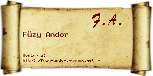 Füzy Andor névjegykártya